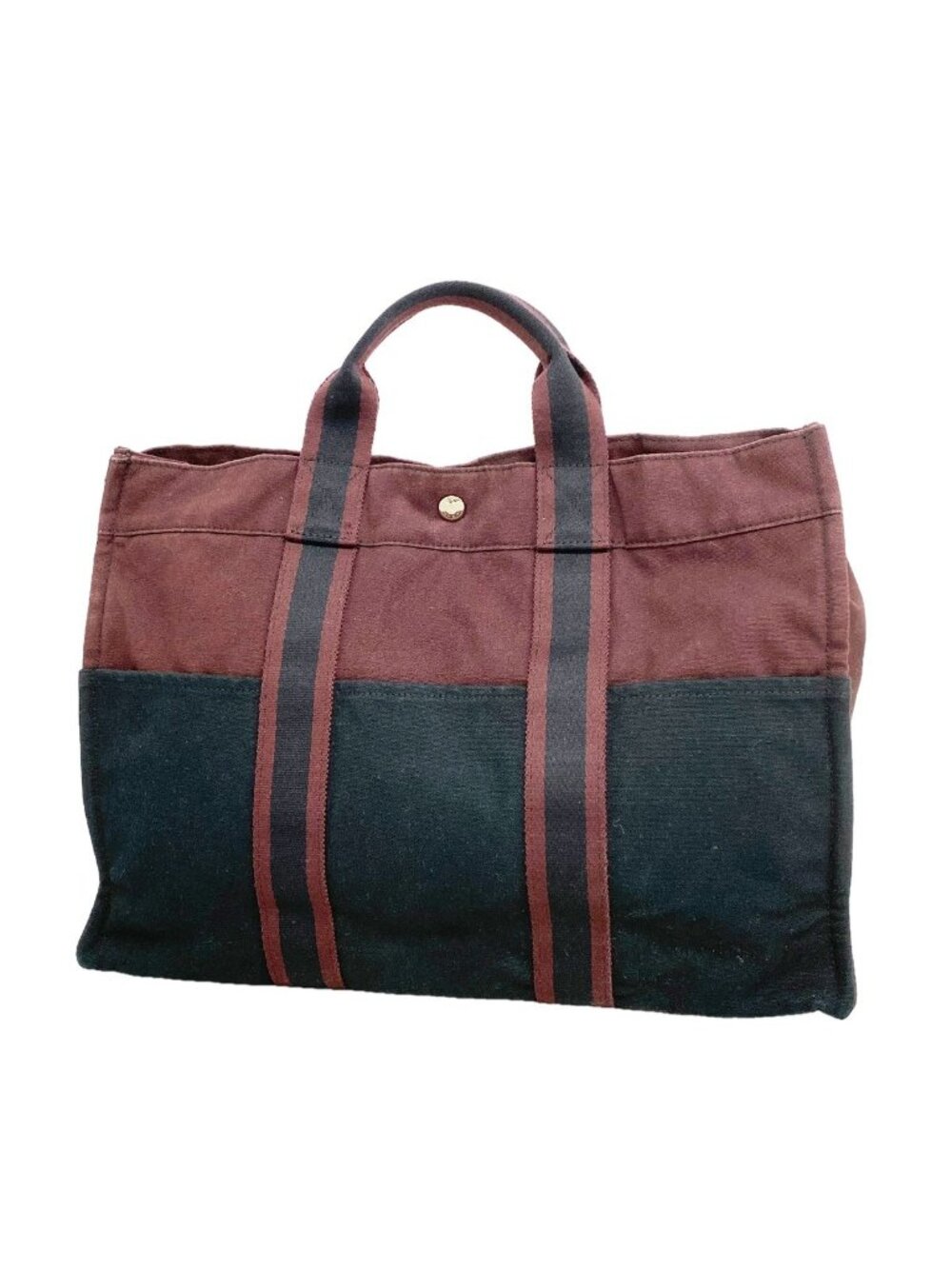 Hermes Tote Bag Fourre Tout MM Canvas Bordeaux Black Silver